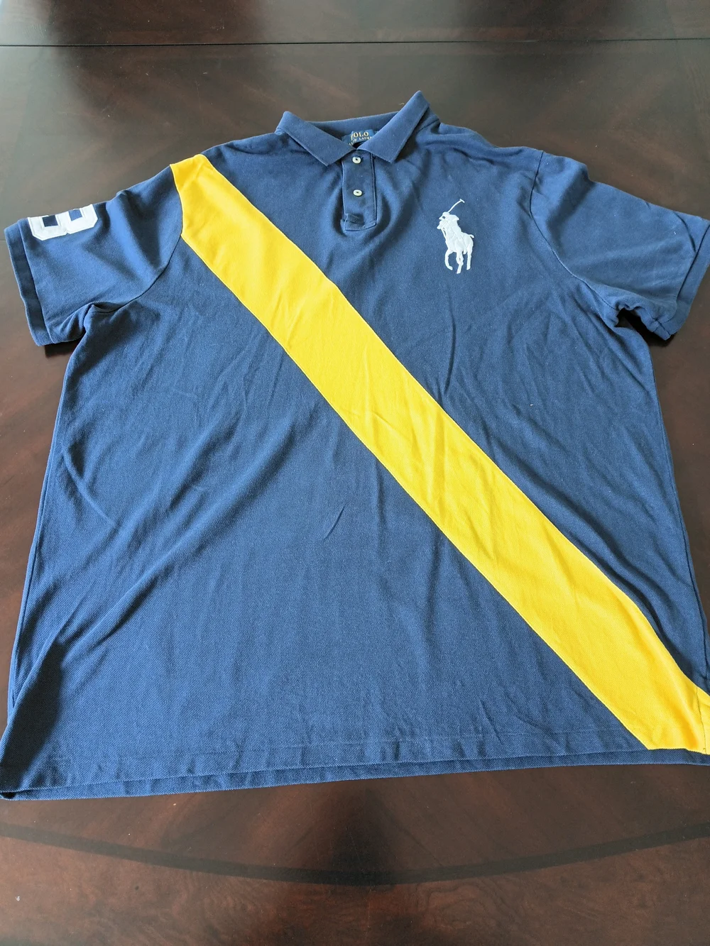 Polo Ralph Lauren Men's Navy / Yellow Rugby Polo Shirt Size XXL